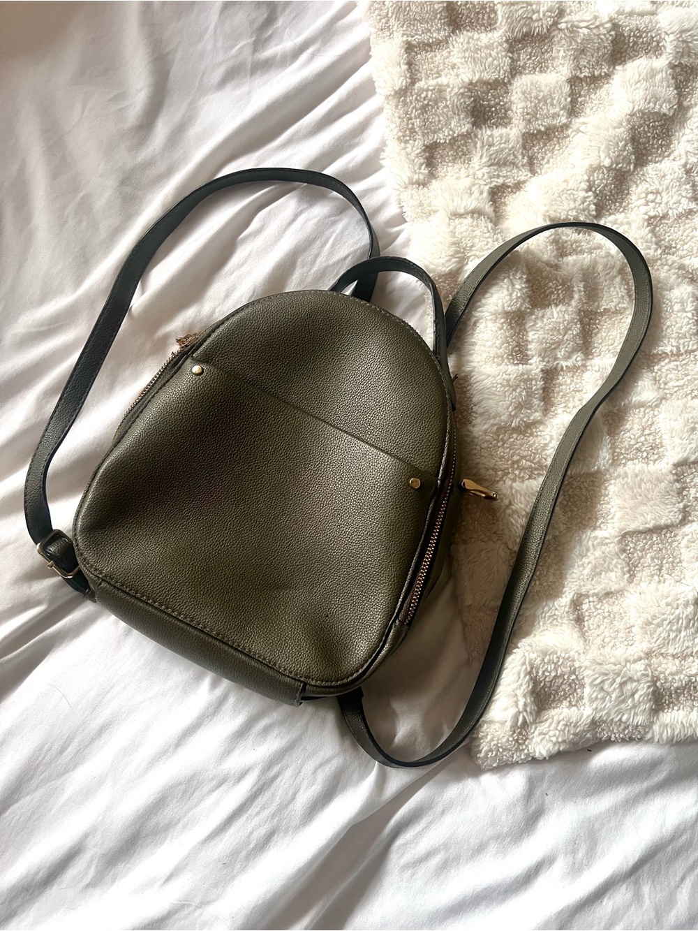 A NEW DAY Olive Green Pebbled Crossbody Backpack